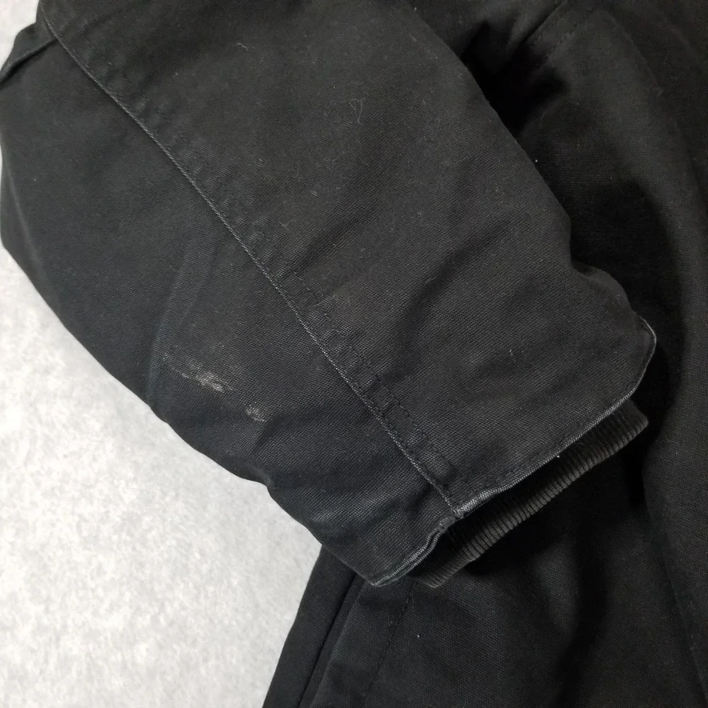 Dickies Jacket Mens Extra Large 2XL Black Hooded‎ Workwear Canvas Fleece Lined